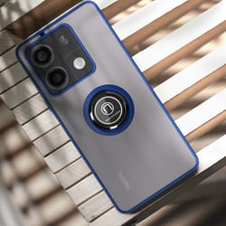 Coque rigide AVIZAR pour Xiaomi Redmi Note 13 5G - Bague Métallique Fonction Support - Bleu Nuit