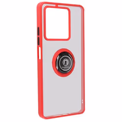Coque pour Xiaomi Redmi Note 13 5G - AVIZAR - Bague Métallique Fonction Support - Rouge