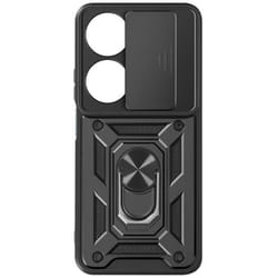 Coque pour Honor 90 Smart Bague Support Cache caméra coulissant Noir