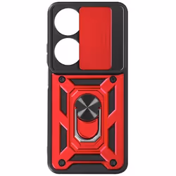 Coque pour Honor 90 Smart Bague Support Cache caméra coulissant Rouge