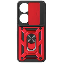 Coque pour Honor 90 Smart Bague Support Cache caméra coulissant Rouge