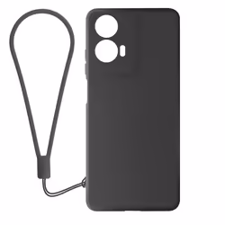 Coque pour Motorola Moto G24 et G04 Silicone Soft-touch avec Dragonne Noir