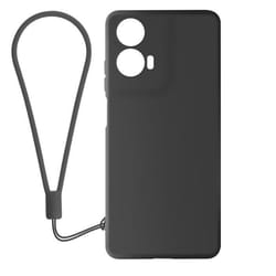 Coque pour Motorola Moto G24 et G04 Silicone Soft-touch avec Dragonne Noir