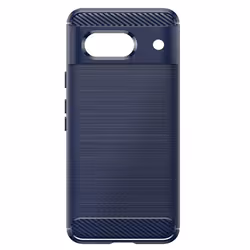 Coque pour Google Pixel 8a - AVIZAR - Flexible Effet Carbone et Brossé Bleu Nuit
