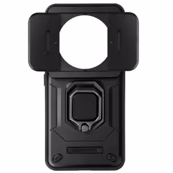 Coque pour Xiaomi 14 Ultra - AVIZAR - Noir - Cache caméra coulissant et bague rotative