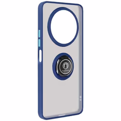 Coque pour smartphone - AVIZAR - Xiaomi Redmi A3 - Bague Métallique - Fonction Support - Bleu Nuit