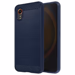 Coque pour Samsung Galaxy Xcover 7 - AVIZAR - Souple Effet Carbone et Brossé - Bleu Nuit