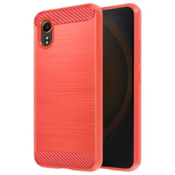 Coque pour Samsung Galaxy Xcover 7 - AVIZAR - Souple Effet Carbone et Brossé Rouge