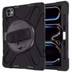 Coque pour iPad Pro 11 2024 - AVIZAR - Antichoc - Poignée Rotative - Sangle de Transport - Noir