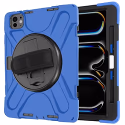 Coque iPad Pro 11 2024 - AVIZAR - Antichoc - Poignée Rotative - Sangle de Transport - Bleu