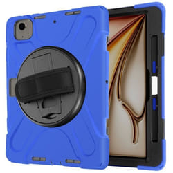 Coque iPad Air 13 2024 - AVIZAR - Antichoc - Poignée Rotative - Sangle de Transport - Bleu