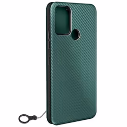 Etui pour Nokia C22 - AVIZAR - Porte-carte Dragonne Support Vidéo - Effet Carbone Vert Foncé