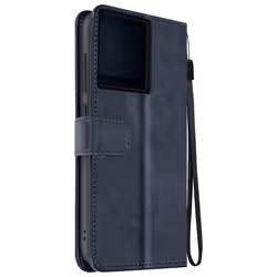 Étui pour Motorola Edge 50 Pro Dragonne Clapet Support Portefeuille Bleu Nuit