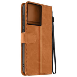 Étui pour Motorola Edge 50 Pro - AVIZAR - Dragonne Clapet Support Portefeuille - Marron