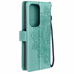 Étui Mandala Fleurs pour Honor 200 Lite Portefeuille Support Dragonne Vert Pâle