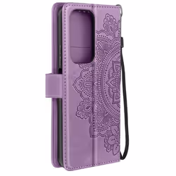 Étui Mandala Fleurs - AVIZAR - Honor 200 Lite - Violet - Portefeuille Support Dragonne