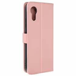 Étui pour Samsung Galaxy Xcover 7 Portefeuille avec Surpiqûre Rose Champagne