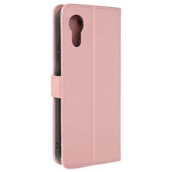 Étui pour Samsung Galaxy Xcover 7 Portefeuille avec Surpiqûre Rose Champagne