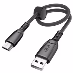Câble USB vers Micro USB - XO - 25cm - 6A - Transfert de données 480Mbps - Silicone noir