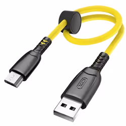 Câble USB vers Micro USB - XO - 6A - 0.25m - Transfert 480Mbps - Silicone Jaune