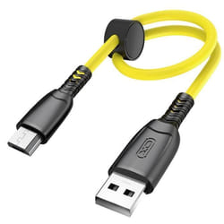 Câble USB vers Micro USB - XO - 6A - 0.25m - Transfert 480Mbps - Silicone Jaune
