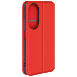 Étui pour Honor 90 Smart - AVIZAR - Rouge - Clapet Porte-cartes et Support Vidéo