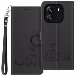 Étui pour Blackview Wave 6C Motif Chat Clapet Portefeuille et Support Noir