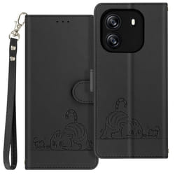 Étui pour Blackview Wave 6C Motif Chat Clapet Portefeuille et Support Noir