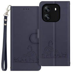 Étui pour Blackview Wave 6C - AVIZAR - Motif Chat - Portefeuille et Support - Bleu Nuit