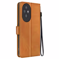 Étui pour Honor 200 Pro - AVIZAR - Dragonne Clapet Support Portefeuille - Marron - Semi-rigide - Synthétique