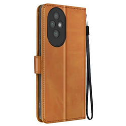 Étui pour Honor 200 Pro - AVIZAR - Dragonne Clapet Support Portefeuille - Marron - Semi-rigide - Synthétique