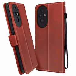 Étui pour Honor 200 Dragonne Clapet Support Portefeuille Rouge