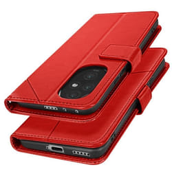 Etui Portefeuille Cuir Véritable pour Honor 203 Rouge - AVIZAR - Rabat - Cuir - Mixte