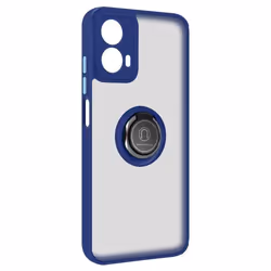 Coque antichoc pour Motorola Moto G34 - AVIZAR - Bague Métallique Support Vidéo - Bleu