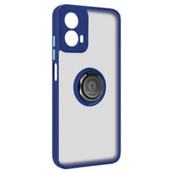 Coque antichoc pour Motorola Moto G34 - AVIZAR - Bague Métallique Support Vidéo - Bleu