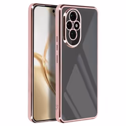Coque pour Honor 200 Pro Dos Transparent Contour effet Chromé Rose Champagne