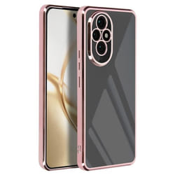 Coque pour Honor 200 Pro Dos Transparent Contour effet Chromé Rose Champagne