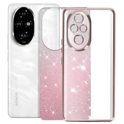 Coque pour Honor 200 Pro Motif Paillette Dégradé Caméra Protégée Rose Champagne