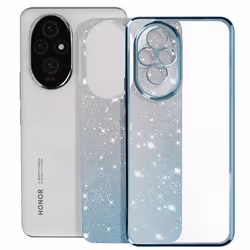 Coque pour Honor 200 Motif Paillette Dégradé Silicone Caméra Protégée Bleu Clair