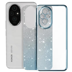Coque pour Honor 200 Motif Paillette Dégradé Silicone Caméra Protégée Bleu Clair