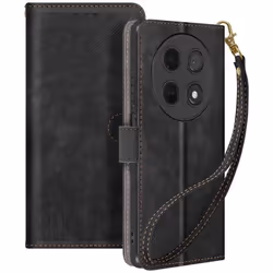 Housse pour Huawei Nova 12i - AVIZAR - Effet Brossé - Portefeuille et Support - Noir