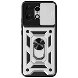 Coque pour Motorola Edge 50 Pro Bague Support Cache Caméra Coulissant Argent