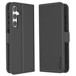 Étui pour Samsung S24 FE - AVIZAR - Portefeuille Double Fermoir Aimanté - Noir