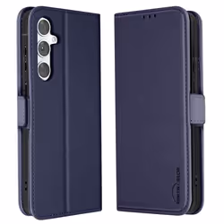 Étui pour Samsung S24 FE Clapet Portefeuille Double Fermoir Aimanté Bleu Nuit