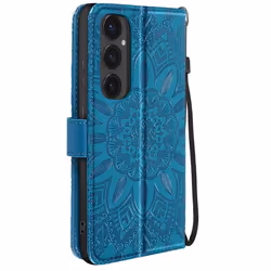Étui Fleurs Mandala pour Samsung Galaxy S24 FE Portefeuille Dragonne Bleu