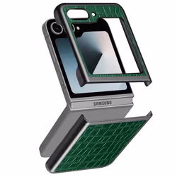 Coque pour Samsung Galaxy Z Flip 6 - AVIZAR - Série Crocs Wild - Vert - Semi-rigide - Brillant - Mixte