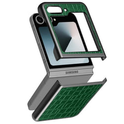 Coque pour Samsung Galaxy Z Flip 6 - AVIZAR - Série Crocs Wild - Vert - Semi-rigide - Brillant - Mixte