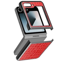 Coque pour Samsung Galaxy Z Flip 6 Anti-traces Série Crocs Wild Rouge
