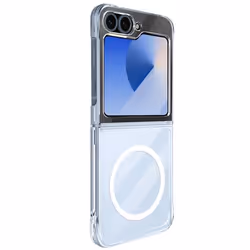 Coque MagSafe pour Samsung Galaxy Z Flip 6 Rigide Coins Antichoc Transparent