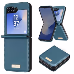 Coque - AVIZAR - Samsung Galaxy Z Flip 6 - Dos Cuir Vegan - Intérieur Rigide - Vert